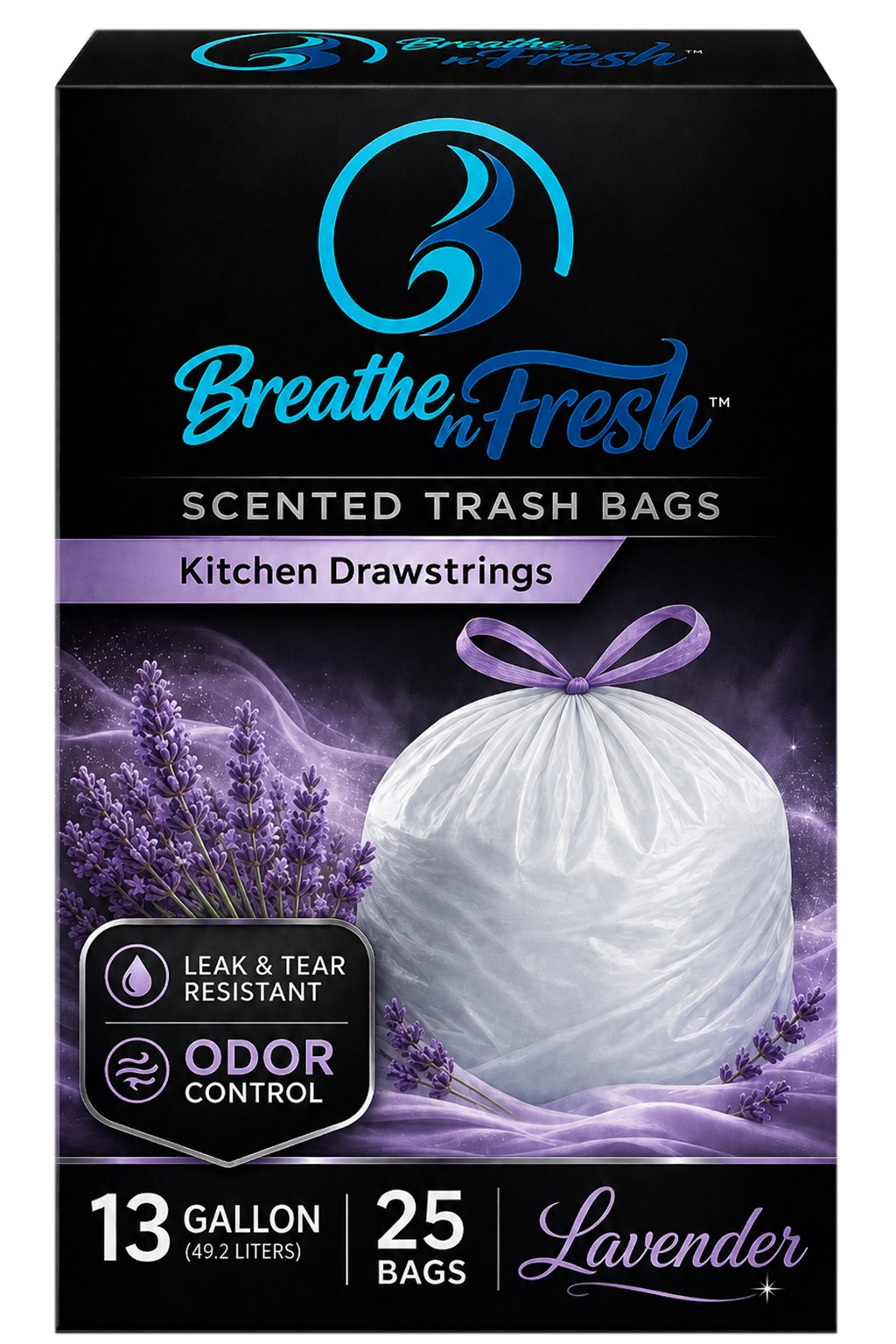 Lavender Trash Bags — Retail Box — Copy