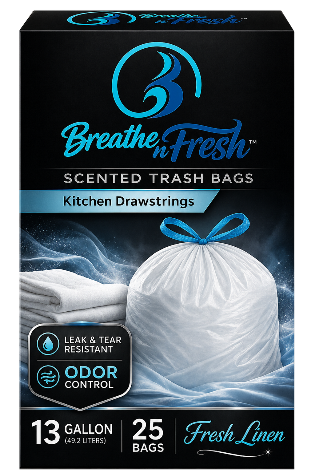 Breathe N Fresh Fresh Linen scented trash bags retail box